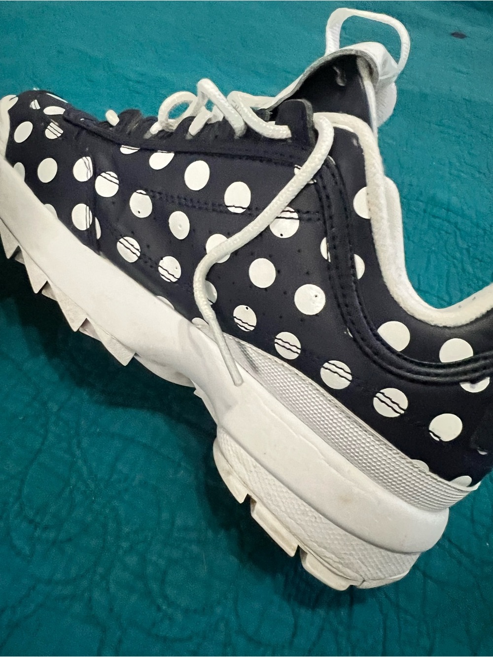 FILA  Navy Sneakers with White Polka Dots size 8.5 - Picture 6 of 11